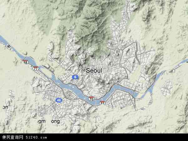 首尔地形图 - 首尔地形图高清版 - 2024年首尔地形图