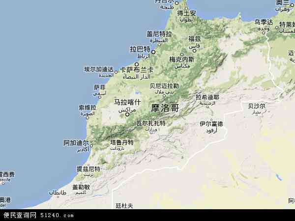 摩洛哥地形图 - 摩洛哥地形图高清版 - 2024年摩洛哥地形图