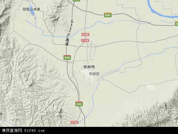 忻州市地形图 - 忻州市地形图高清版 - 2024年忻州市地形图