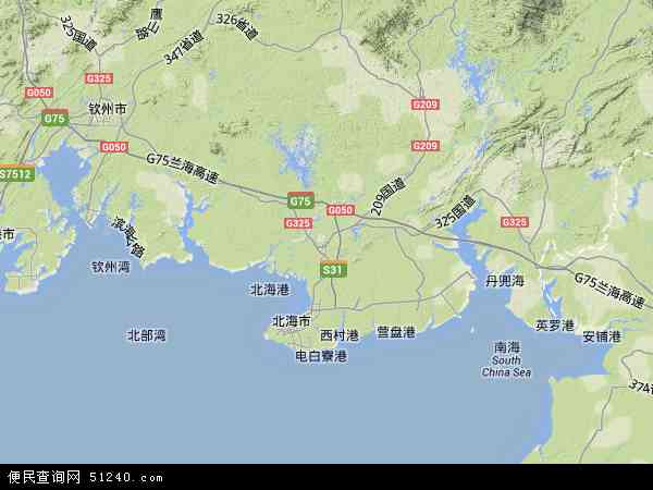 合浦县地形图 - 合浦县地形图高清版 - 2024年合浦县地形图