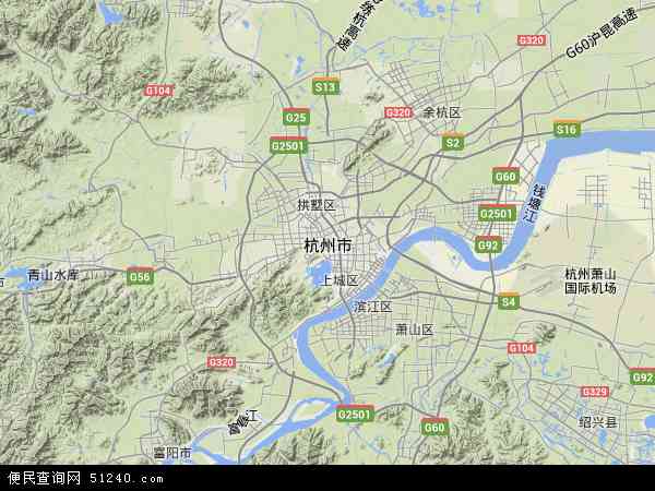 杭州市地形地图