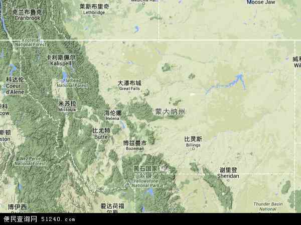 蒙大拿地形图 - 蒙大拿地形图高清版 - 2024年蒙大拿地形图