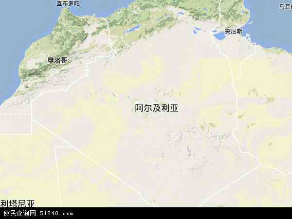 阿尔及利亚地形图 - 阿尔及利亚地形图高清版 - 2024年阿尔及利亚地形图
