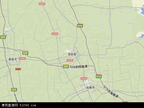 海安县地形图 - 海安县地形图高清版 - 2024年海安县地形图