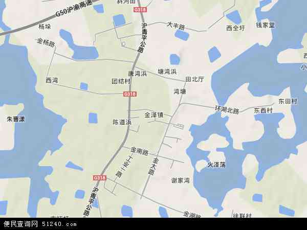 中国上海市青浦区金泽镇地图(卫星地图)
