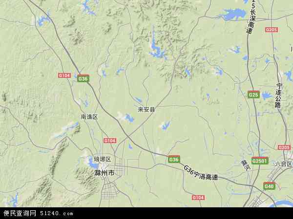 来安县地形图 - 来安县地形图高清版 - 2024年来安县地形图