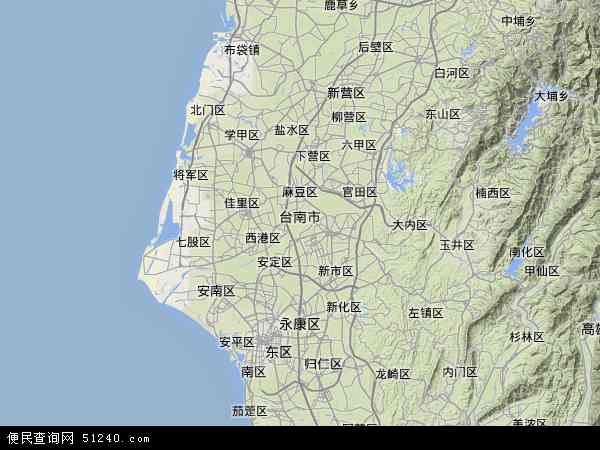 台南市地形图 - 台南市地形图高清版 - 2024年台南市地形图