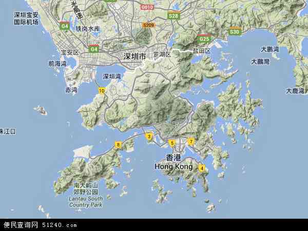 香港地形图 - 香港地形图高清版 - 2024年香港地形图