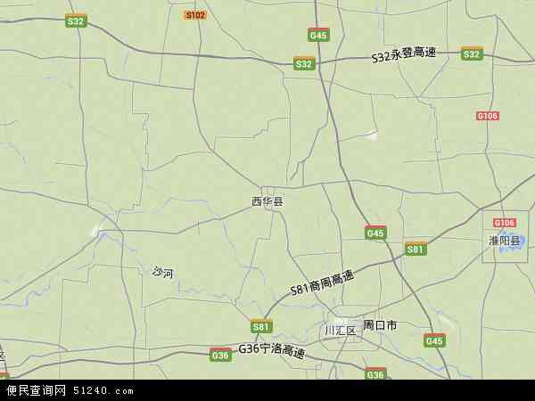 西华县地形图 - 西华县地形图高清版 - 2024年西华县地形图