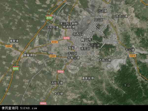 中国辽宁省鞍山市千山区地图(卫星地图)
