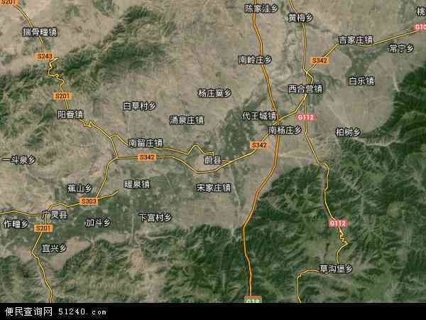 中国河北省张家口市蔚县地图(卫星地图)