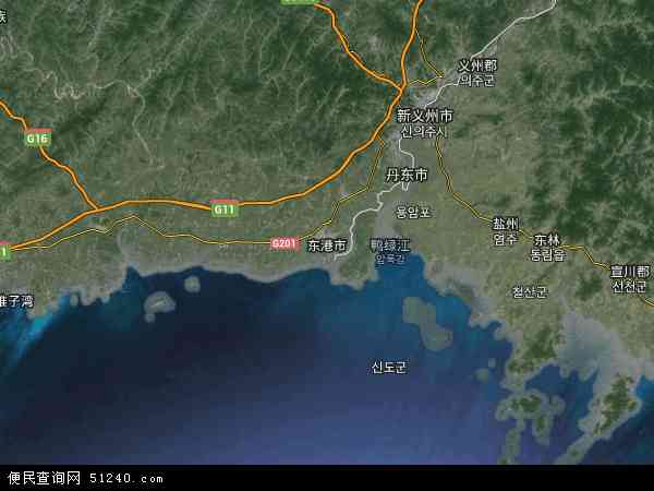 中国辽宁省丹东市东港市地图(卫星地图)