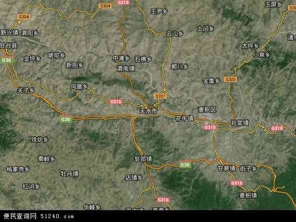中国甘肃省天水市秦州区藉口镇地图(卫星地图)