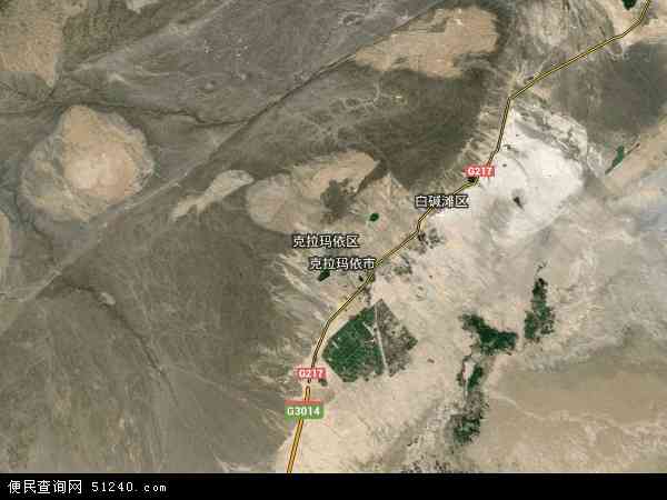 中国新疆维吾尔自治区克拉玛依市克拉玛依区兵团一二九团地图(卫星