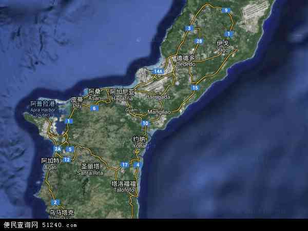 关岛卫星地图 - 关岛高清卫星地图 - 关岛高清航拍地图 - 2024年关岛高清卫星地图