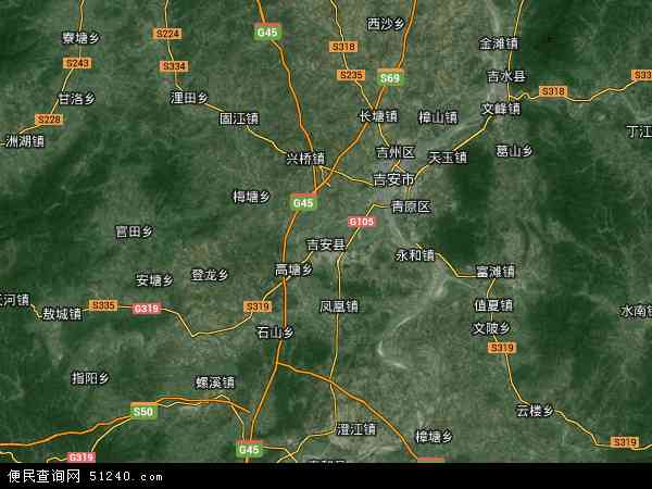 中国江西省吉安市吉安县地图(卫星地图)