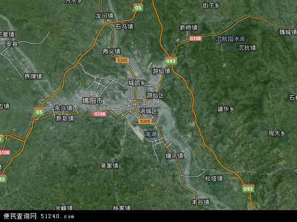 四川省绵阳市涪城区地图(地图)