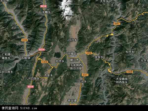 中国云南省丽江市古城区地图(卫星地图)