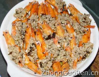 美食中国图片 - 橄榄菜肉末蒸虾