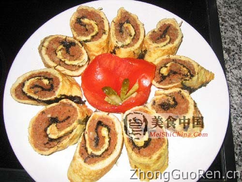 美食中国图片 - 猪肉蛋卷（图解）