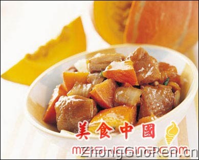美食中国美食图片·美食厨房·热菜菜谱·南瓜烧鸡-meishichina.com