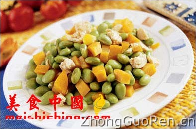 美食中国美食图片·美食厨房·热菜菜谱·胡萝卜毛豆鸡丁-meishichina.com
