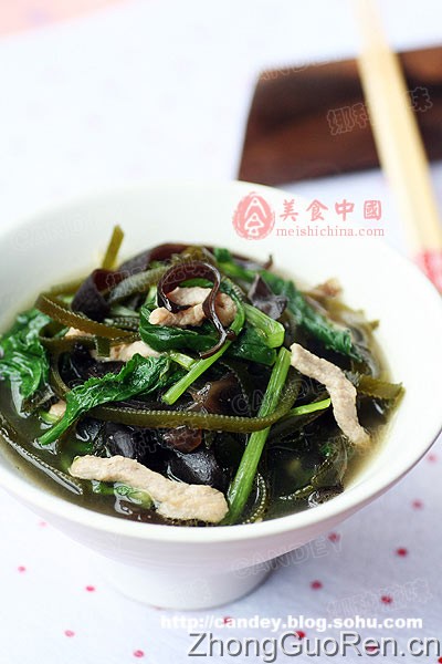 海带苔菜肉丝汤
