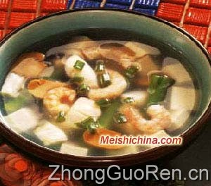 豆腐鲜虾汤的做法
