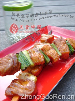 葱香三文鱼烤串