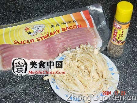 美食中国图片 - 黑椒金菇烟肉卷-全程图解