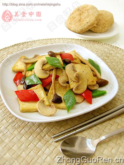 养生小菜-茶树菇烧豆腐