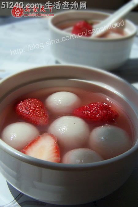 排毒养颜甜蜜蜜……草莓汤圆糖水（防汤圆爆馅窍门）