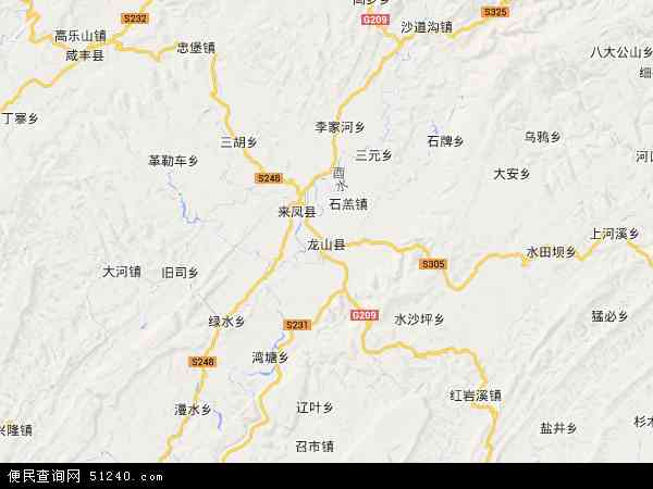龙山县地图 