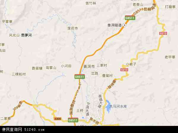 中国 云南省 普洱市普洱市卫星地图 本站收录有:2021普洱市卫星地图