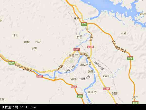 中国 广西壮族自治区 百色市百色市卫星地图 本站收录有:2021百色市