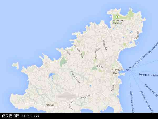格恩西岛地图 - 格恩西岛电子地图 - 格恩西岛高清地图 - 2022年格恩西岛地图