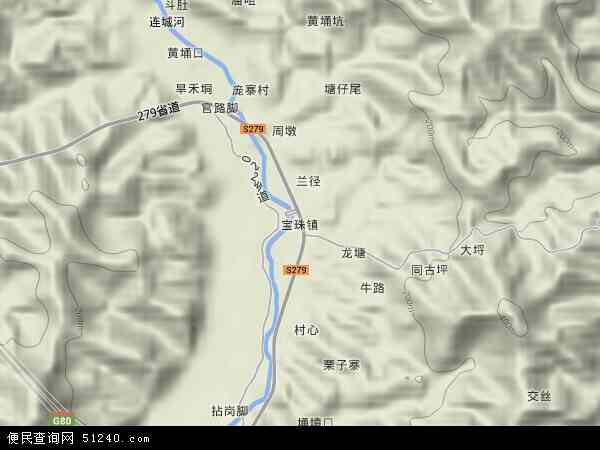 宝珠镇地形图 - 宝珠镇地形图高清版 - 2024年宝珠镇地形图