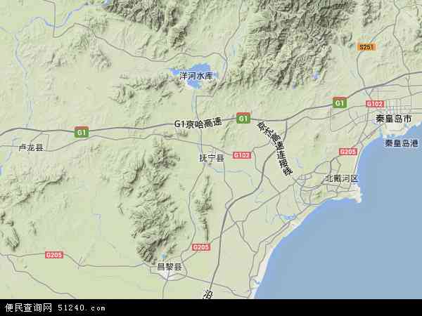 抚宁县地形图 - 抚宁县地形图高清版 - 2024年抚宁县地形图