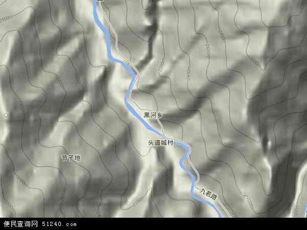 黑河乡地形图 - 黑河乡地形图高清版 - 2024年黑河乡地形图