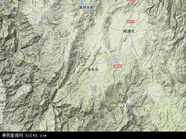 鲁甸县地形图 - 鲁甸县地形图高清版 - 2024年鲁甸县地形图