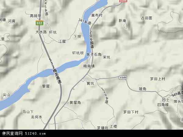 梅南镇地形图 - 梅南镇地形图高清版 - 2024年梅南镇地形图