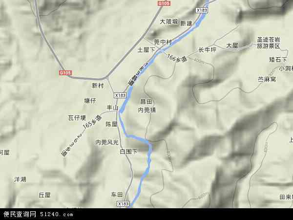 内莞镇地形图 - 内莞镇地形图高清版 - 2024年内莞镇地形图