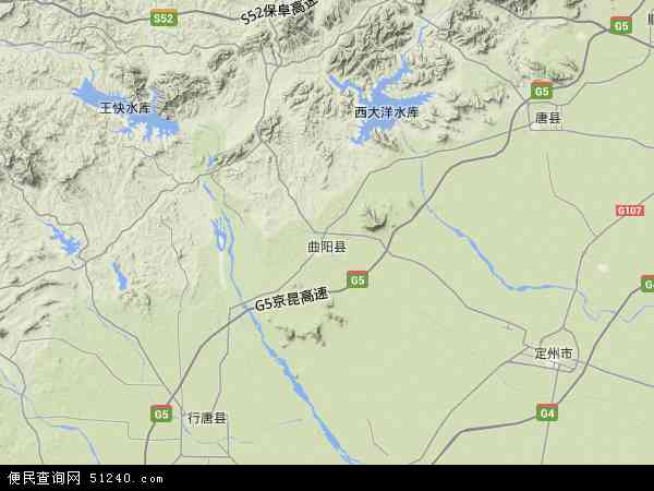 曲阳县地形图 - 曲阳县地形图高清版 - 2024年曲阳县地形图