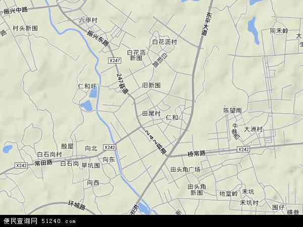 田尾村地形地图