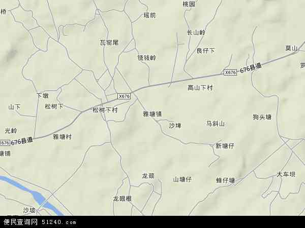 雅塘镇地形图 - 雅塘镇地形图高清版 - 2024年雅塘镇地形图