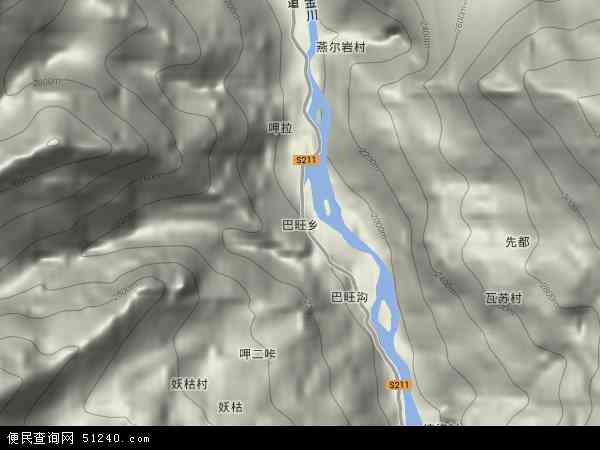 巴旺乡地形图 - 巴旺乡地形图高清版 - 2024年巴旺乡地形图
