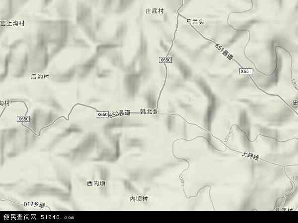 韩北乡地形图 - 韩北乡地形图高清版 - 2024年韩北乡地形图