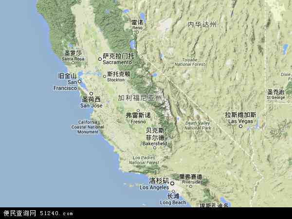 加利福尼亚地形图 - 加利福尼亚地形图高清版 - 2024年加利福尼亚地形图
