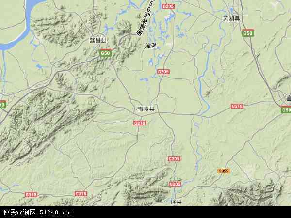 南陵县地形图 - 南陵县地形图高清版 - 2024年南陵县地形图