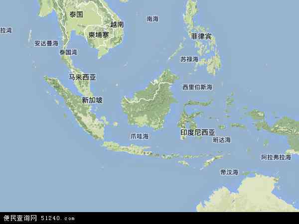 印度尼西亚地形图 - 印度尼西亚地形图高清版 - 2022年印度尼西亚地形图